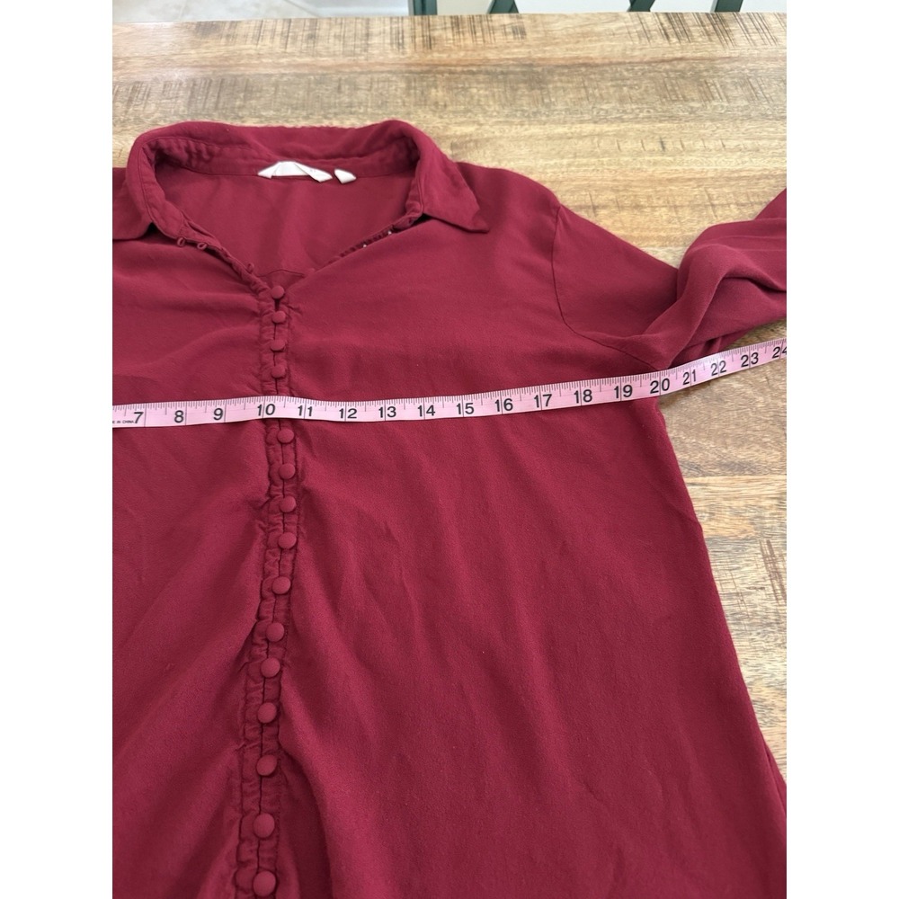 Soft Surroundings L Burgundy Rayon Romantic Button Front Blouse Dark Academia - Picture 9 of 11